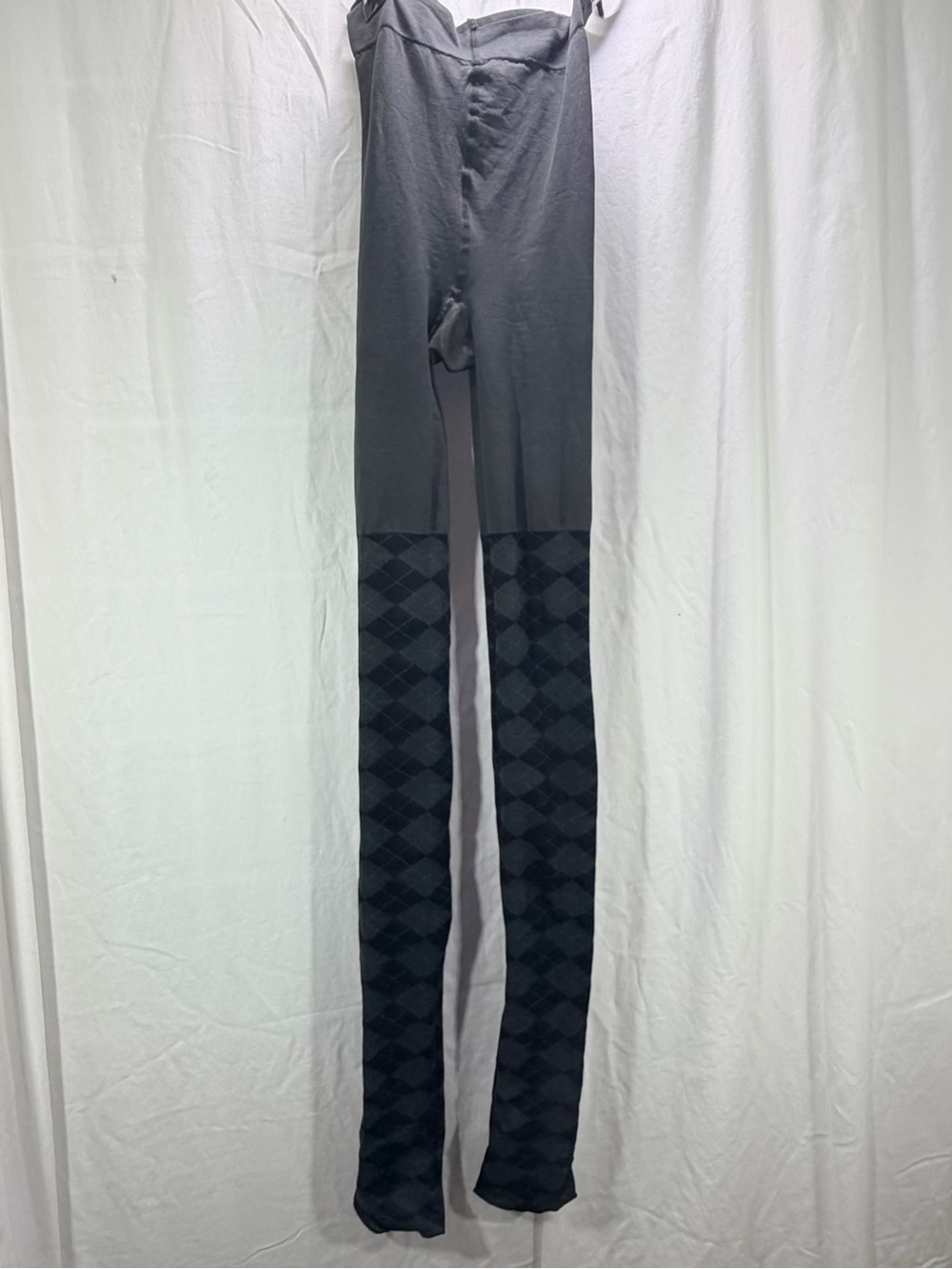 Black Patterned Women's tights with Argyle Panel
